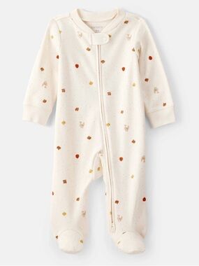 4 Pack Carter's Footed Zipper One-Pieces: Autumn & Halloween Print (NB)